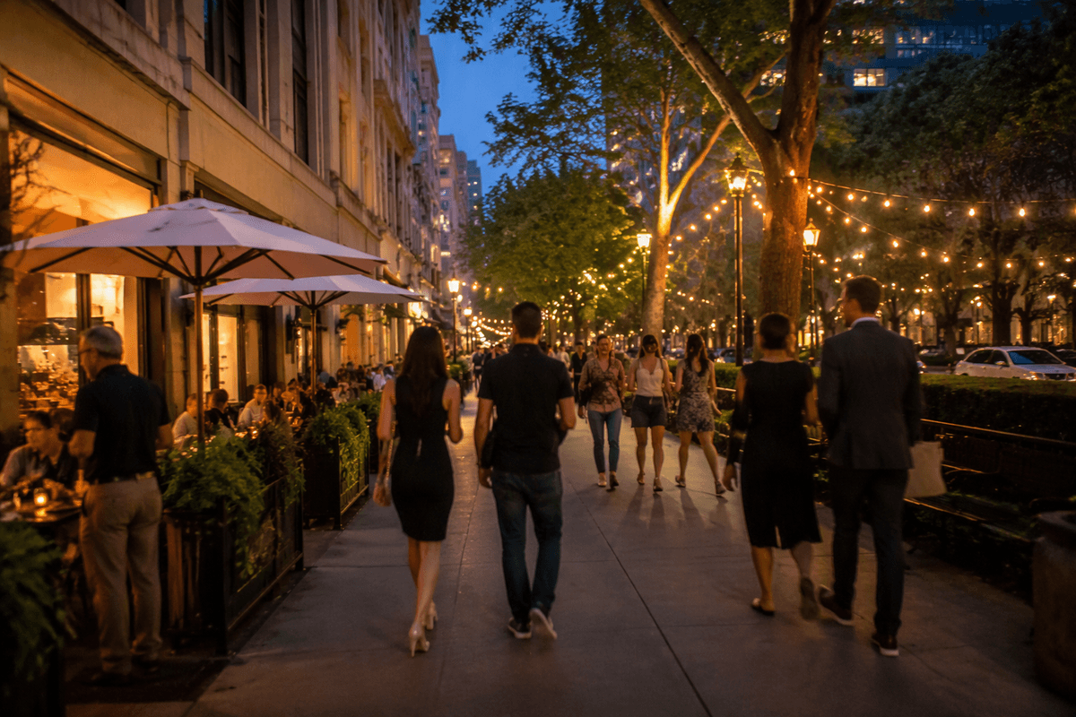 Evening: dinner neighborhood + skyline finish